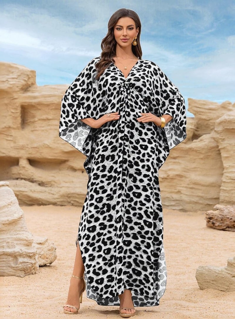 KEYLORTING Women's Plus Size Kaftan Dress – Plus Size Maxi Dress Moo Moos Beach Cover Up,Bathing Suit Cover-Up Loungewear - Image 4